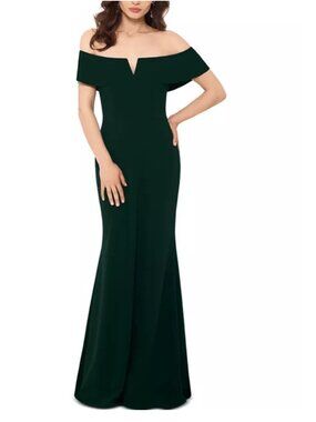 NEW Betsy & Adam Formal Off-Shoulder Dress Gown in Hunter Green - 10 P